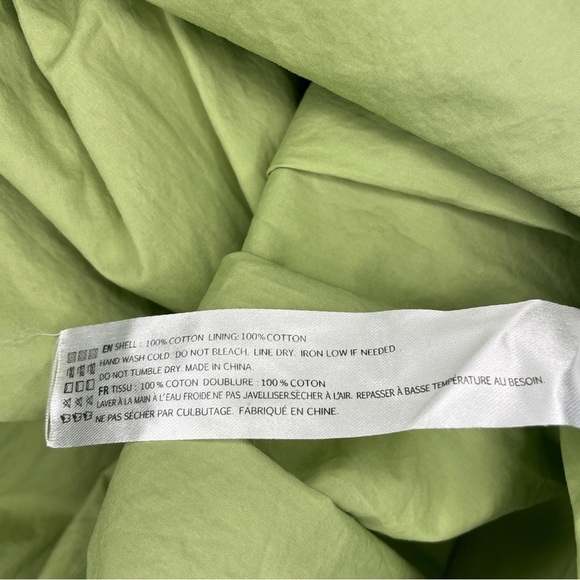 En Saison Green Puff Sleeve Cotton Mini Dress | Ruched Bodice | Size S - Picture 8 of 8